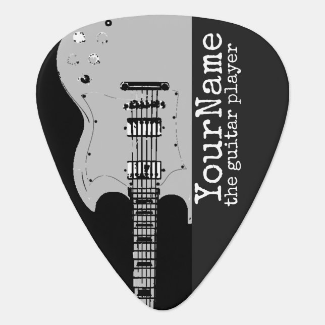 rock black guitarpick with name guitar pick (Front)
