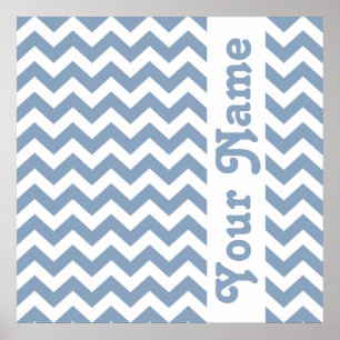 Rock Blue Safari Chevron with custom text Poster