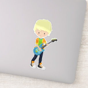 Rock Boy, Blond Hair, Guitar Player, Band, Music Sticker