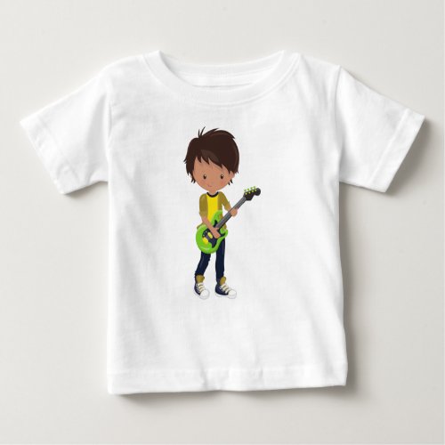Rock Boy Latino Boy Guitar Player Band Music Baby T_Shirt