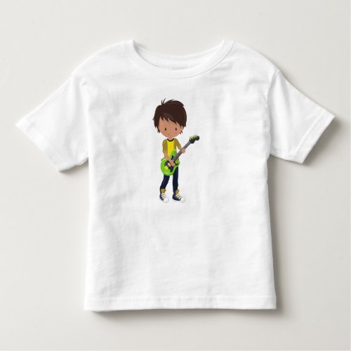 Rock Boy Latino Boy Guitar Player Band Music Toddler T_shirt