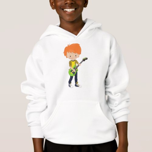 Rock Boy Orange Hair Band Music Guitar Player Hoodie