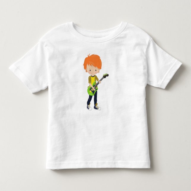 Rock Boy, Orange Hair, Band, Music, Guitar Player Toddler T-shirt (Front)