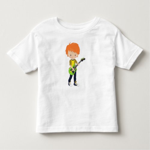 Rock Boy Orange Hair Band Music Guitar Player Toddler T_shirt