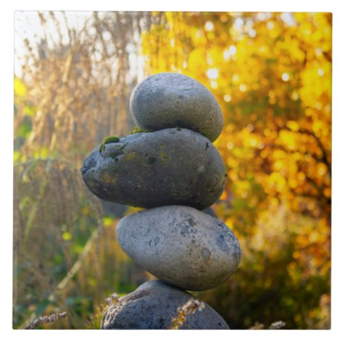 Rock Cairn Zen Garden Decorative Tile