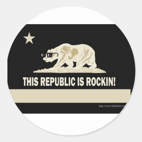 Rock California Republic Classic Round Sticker