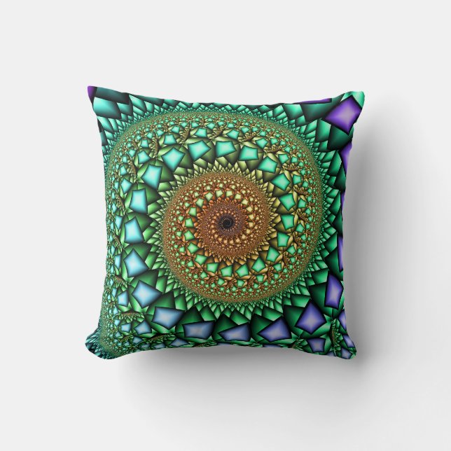 Rock Candy Fractal Swirl Throw Pillow (Front)