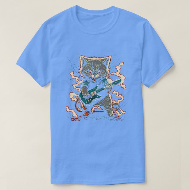 Rock Cat of Guitar Fury T-Shirt (Design Front)