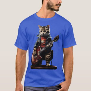 Rock Cat Playing Guitar Funny Guitar Cat (19) T-Shirt