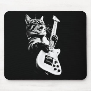 Rock Cat Playing Guitar - Funny Guitar Cat 1  Mouse Pad