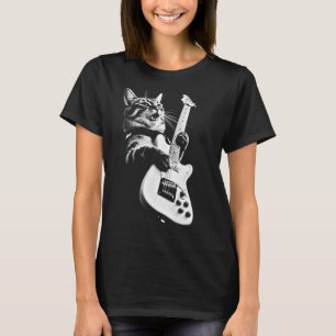 Rock Cat Playing Guitar - Funny Guitar Cat 1  T-Shirt
