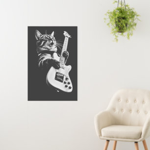 Rock Cat Playing Guitar - Funny Guitar Cat Foam Board
