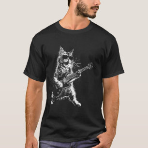 Rock Cat Playing Guitar - Funny Guitar Cat Lover T-Shirt