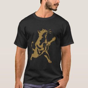 Rock Cat Playing Guitar Funny Guitar Cat Lover T-Shirt