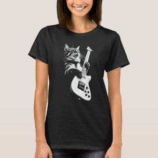 Rock Cat Playing Guitar Guitar Cat T-Shirt