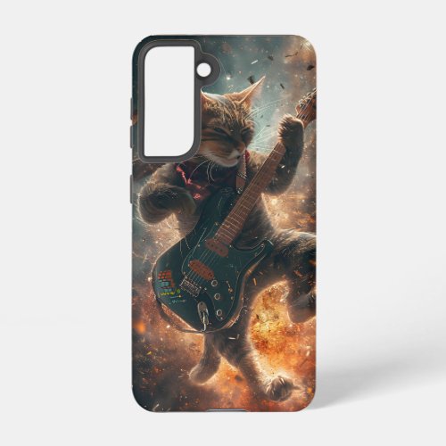 Rock Cat Playing Guitar Samsung Case