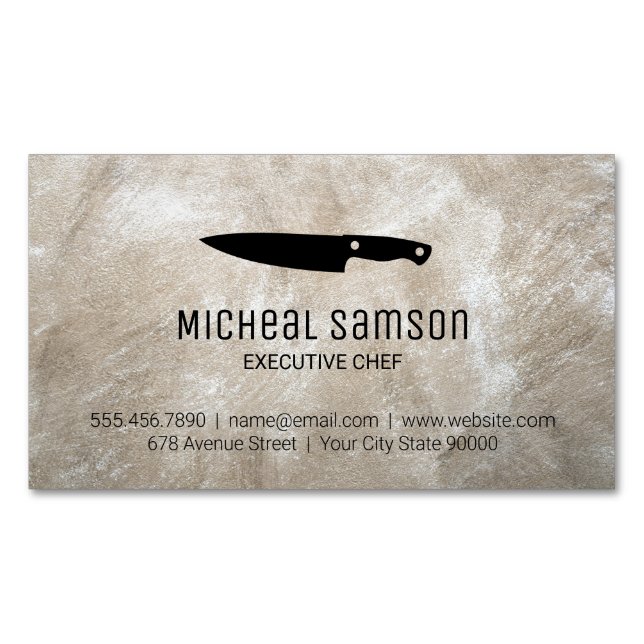 Rock | Chef Knife  | Executive Chef Business Card Magnet (Front)