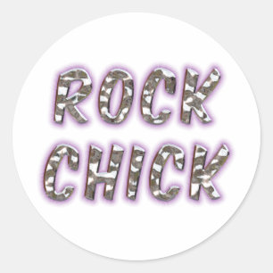 Rock Chick Chrome With Purple Glow Classic Round Sticker