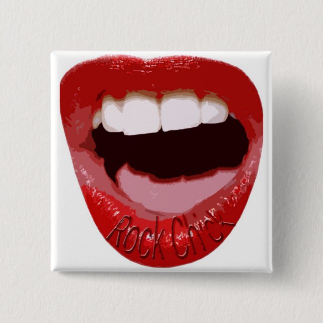 Rock Chick Lips Button (Front)