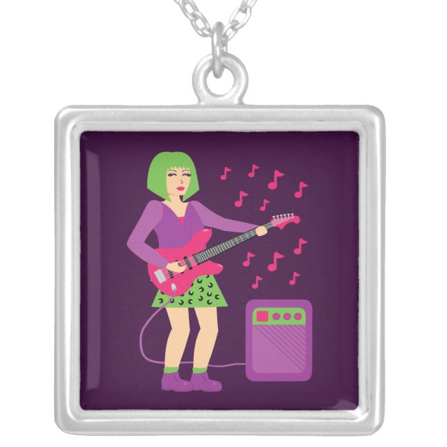 Rock Chick Silver Plated Necklace (Front)