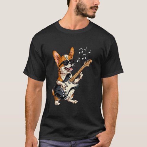 Rock Chihuahua Dog Playing Guitar Funny Guitar Chi T-Shirt