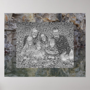 Rock Cliff Reflections In Pond Add Your Photo Poster