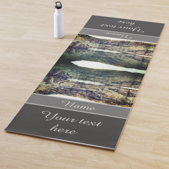Rock Cliff Reflections In Pond Personalized Yoga Mat (In Situ)