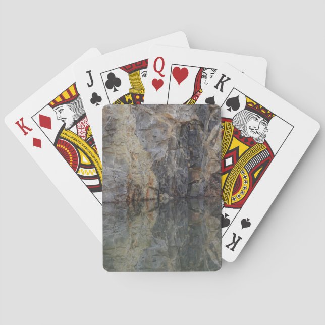 Rock Cliff Wall Reflections In Pond 2 Nature  Poker Cards (Back)