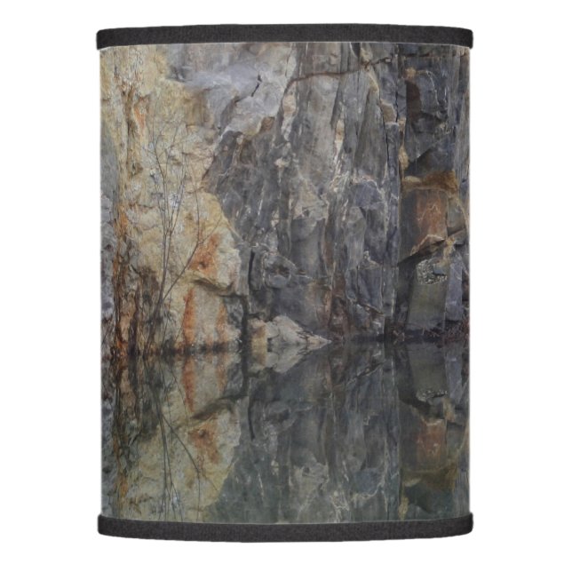 Rock Cliff Wall Reflections In Pond Nature  Lamp Shade (Front)