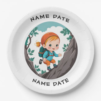 Rock Climber Adventure Theme Girl Baby Paper Plates