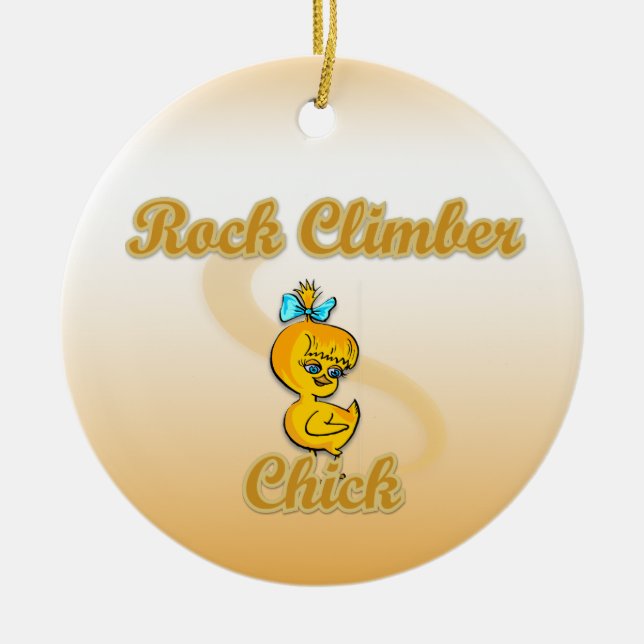 Rock Climber Chick Ceramic Ornament (Front)