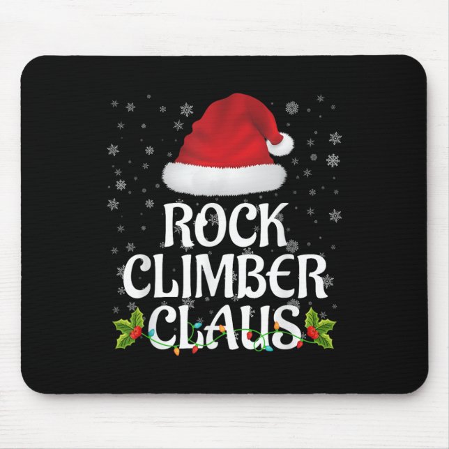 Rock Climber Claus Christmas Lights Pajama Family  Mouse Pad (Front)