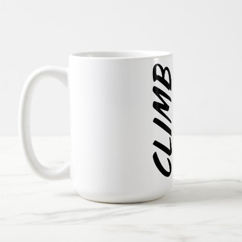 Rock climber conquers a sheer cliff  coffee mug