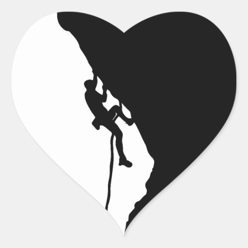 Rock climber conquers a sheer cliff  heart sticker