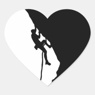 Rock climber conquers a sheer cliff. heart sticker