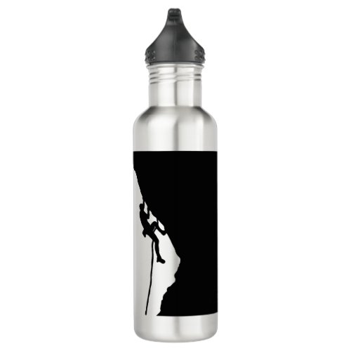 Rock climber conquers a sheer cliff  stainless steel water bottle