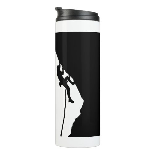 Rock climber conquers a sheer cliff  thermal tumbler