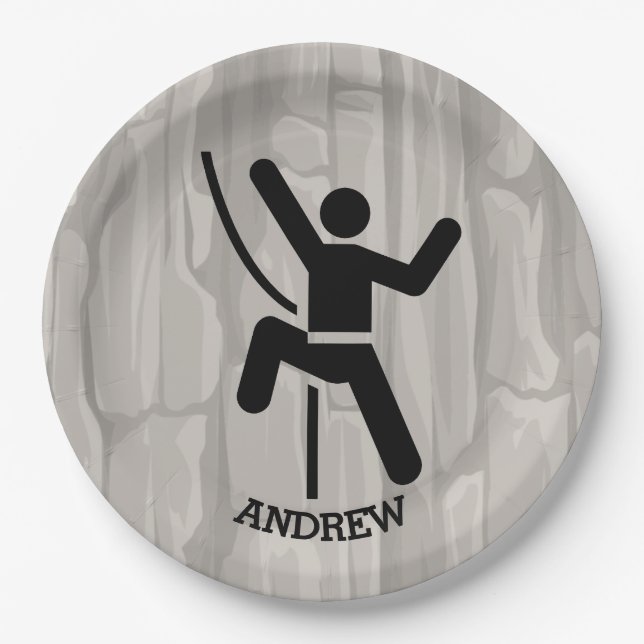 Rock Climber Design Paper Plate (Front)