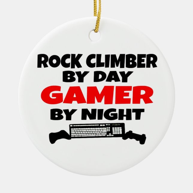 Rock Climber Gamer Ceramic Ornament (Front)