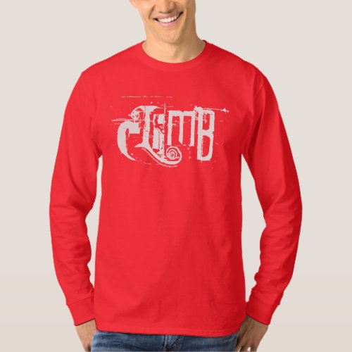 Rock Climber in the letter i in the word climb T_Shirt