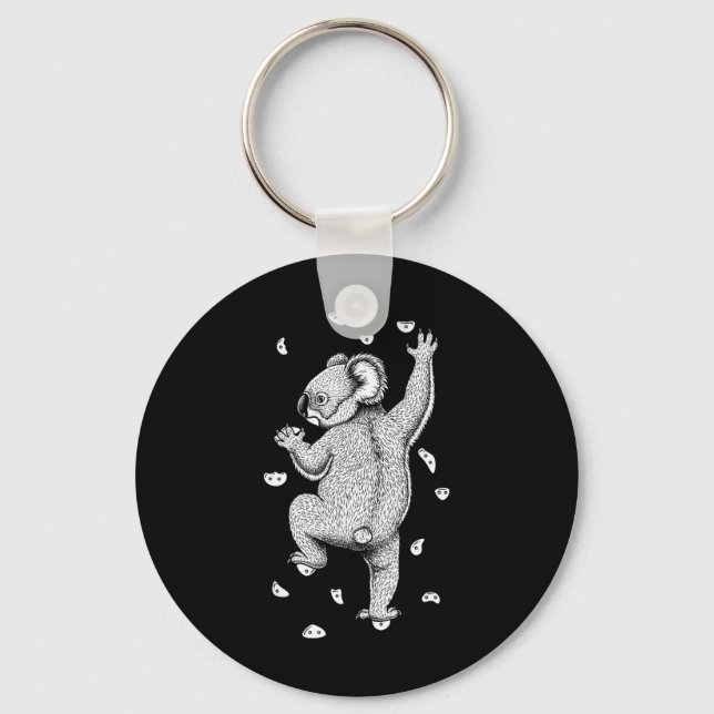 Rock Climber Indoor Wall Climbing Koala Funny Clim Keychain (Front)