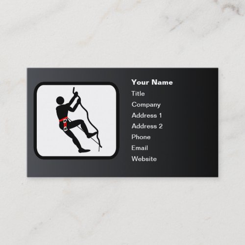 Rock Climber Logo Customizable Black Business Card