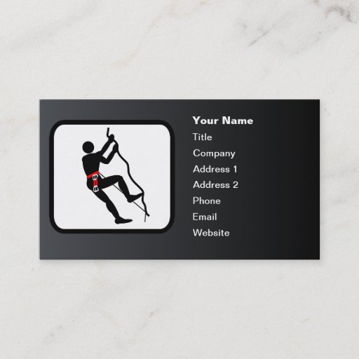 Customizable Rock Climber Logo Customizable Black Business Card