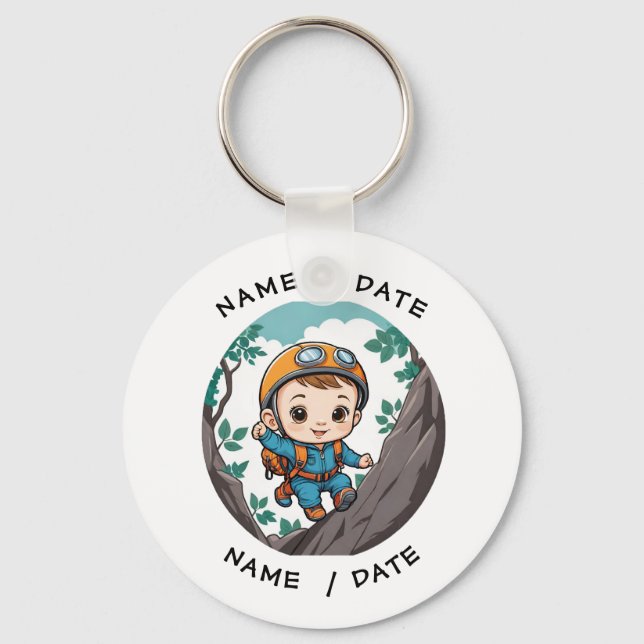 Rock Climber Outdoor Adventure Baby Boy Keychain (Front)