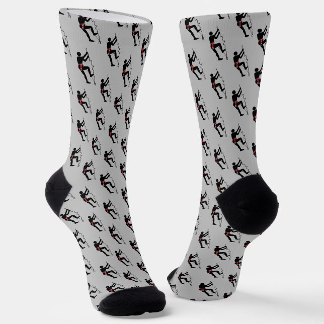 Rock Climber scaling mountain pattern - any color Socks (Angled)