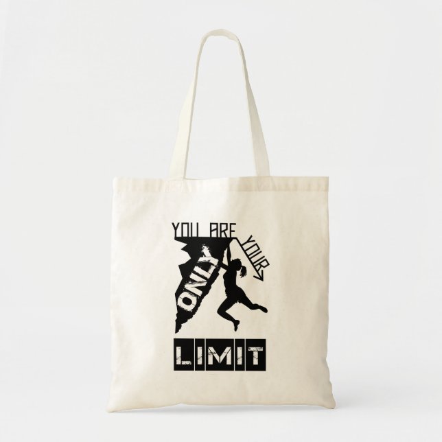 Rock Climber Silhouette - Inspirational Climbing Tote Bag (Front)