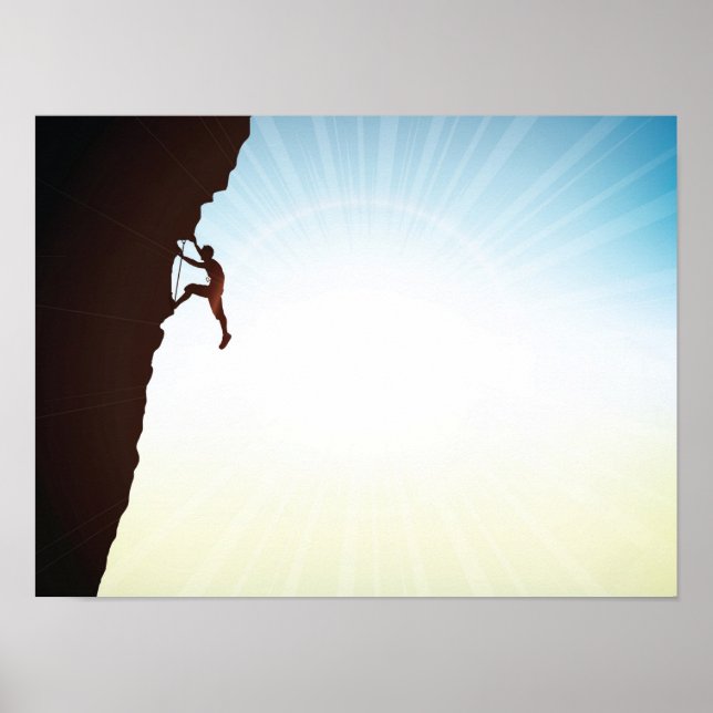 Rock Climber Silhouette Sun Flare Poster (Front)