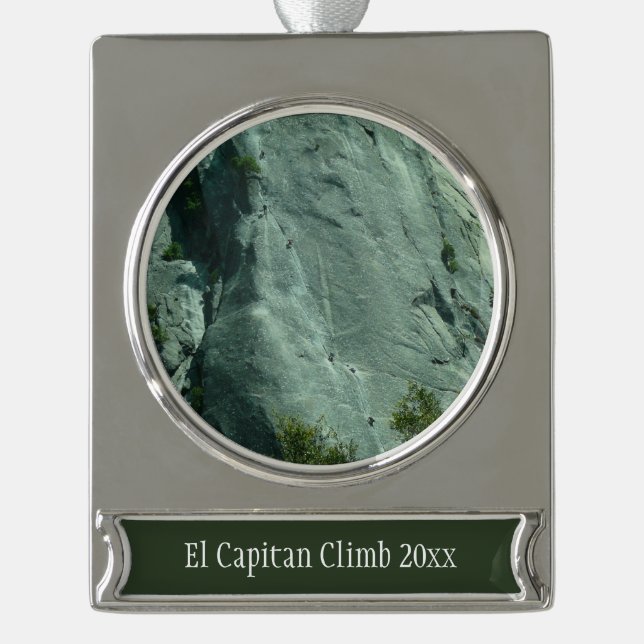 Rock Climbers on El Capitan Silver Plated Banner Ornament (Front)