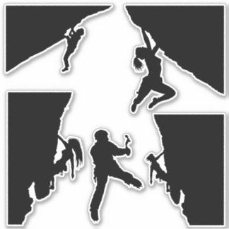 Rock climbers silhouettes sticker sheet