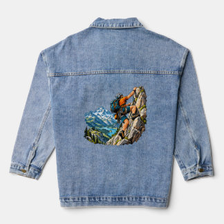 Rock climbing adventure for mountain climbers denim jacket